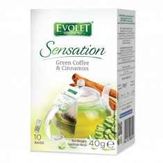 Cafea verde plicuri cu scortisoara, Evolet grandpack 10 plicuri foto