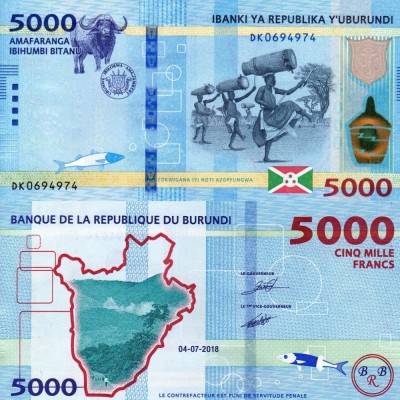BURUNDI 5.000 francs 2018 UNC!!! foto