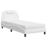 Cumpara ieftin Pat, Viana, cu saltea, alb, 80x200 cm, piele ecologica