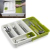 Organizator Sertar Tacamuri Reglabil Extensibil Alb/Verde 28-48cm, Compartimente Adanci, Polipropilena, Universal