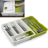 Organizator Sertar Tacamuri Reglabil Extensibil Alb/Verde 28-48cm, Compartimente Adanci, Polipropilena, Universal