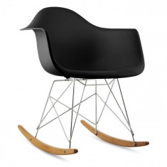 OneConcept AUREL, negru, scaun balansoar, retro, scaun PP, lemn de mesteacan foto