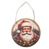 Ornament brad Mos Craciun lemn multicolor &Oslash; 15x1 cm