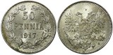 Finlanda 1917 - 50 pennia, Ag, UNC