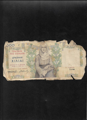 Grecia 1000 drahme drachmai 1935 seria862841 uzata bucati lipsa foto