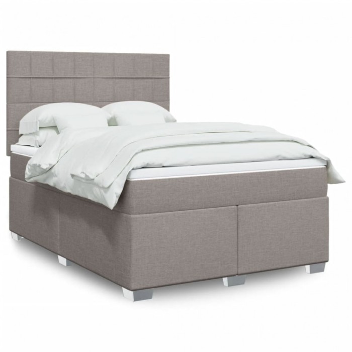 vidaXL Pat box spring cu saltea, gri taupe, 160x200 cm material textil 3290543