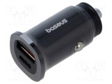 BASEUS Alimentator USB Auto 12-24V USB A și USB C Negru