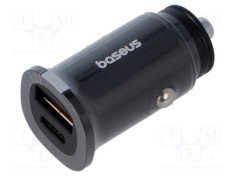 BASEUS Alimentator USB Auto 12-24V USB A și USB C Negru