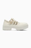 Converse pantofi de piele Chuck Taylor All Star Lugged Heel MJ femei, culoarea alb, cu platforma, A10617C