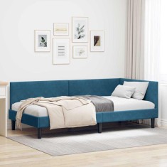 vidaXL Cadru de pat colțar Altele cu headboard albastru 100 x 200 cm