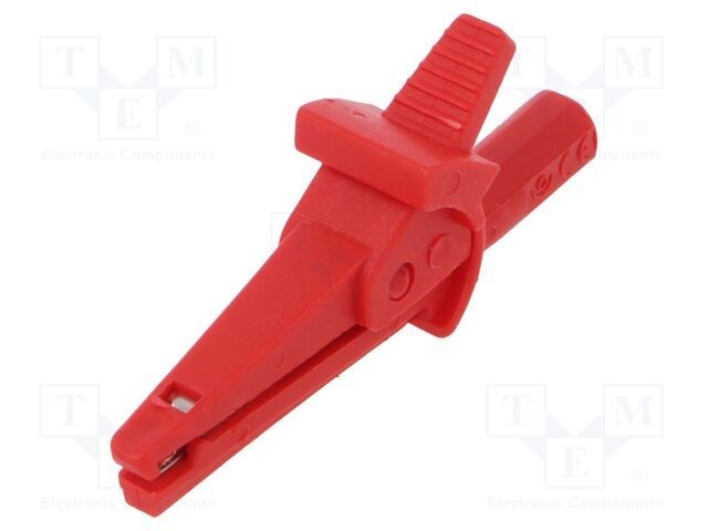 Bornă crocodil roșie 10A 600V DC ELECTRO-PJP