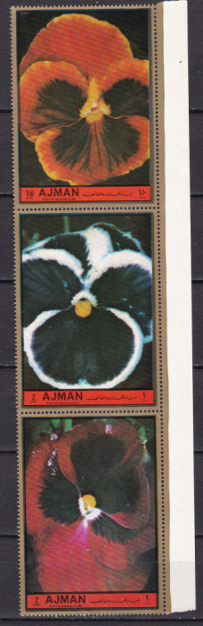 Ajman 1973 flori violete MI 2130-2132 MNH