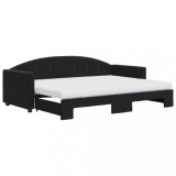 Cumpara ieftin Pat de zi cu extensie si saltea, negru, 80x200 cm, catifea