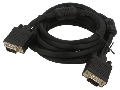 Cablu VGA D-Sub 15 pini HD Negru 5m foto
