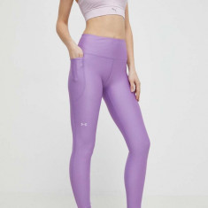 Under Armour leggins de antrenament culoarea violet, neted