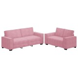 Cumpara ieftin Set de canapele cu perne, 2 piese, roz, catifea
