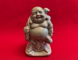 BUDDHA VESEL- STATUETA DIN PORTELAN EMAILAT H9cm