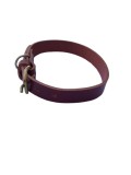 Zgarda pentru caini, piele naturala maro inchis 60 x 2.5 cm, ajustabila 39-49 cm, Oem