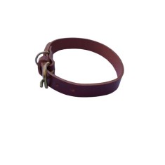 Zgarda pentru caini, piele naturala maro inchis 60 x 2.5 cm, ajustabila 39-49 cm