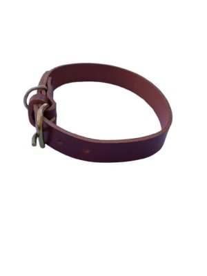 Zgarda pentru caini, piele naturala maro inchis 60 x 2.5 cm, ajustabila 39-49 cm foto