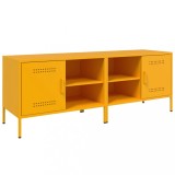 Cumpara ieftin Comoda TV, 2 buc., galben mustar, 68x39x50,5 cm, otel