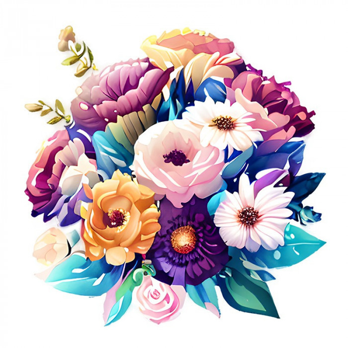 Sticker decorativ, Buchet Flori, Multicolor, 60 cm, 10795ST