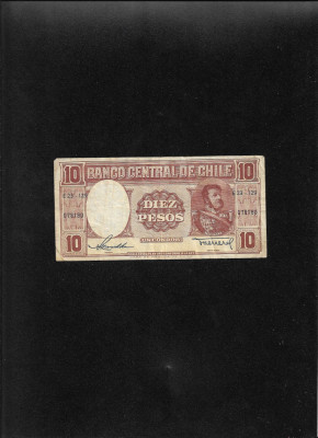 Rar! Chile 10 Pesos 1947(58) seria078180 foto