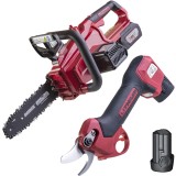 Raider RD-PSH01 + RDP-SCS20 Set - Foarfeca de gradina cu 2 acumulatori Li-Ion 12 V 2 Ah 25 mm + Drujba cu 1 acumulator Li-Ion 20 V 3 Ah 25 cm 5.6 m/s
