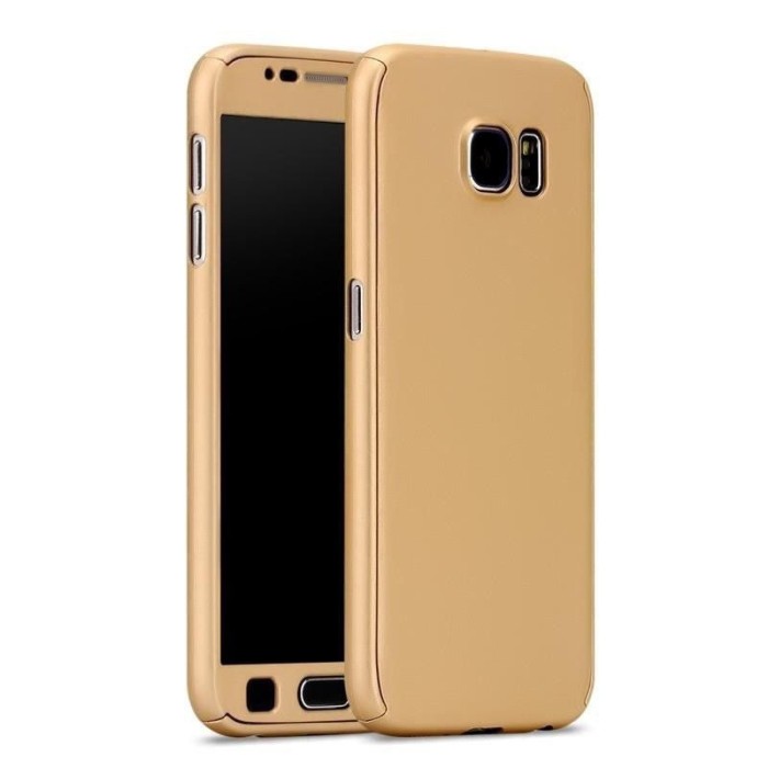 Husa Samsung Galaxy J3 2017, FullBody Gold, acoperire completa 360 grade cu folie de sticla gratis