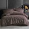 Lenjerie de pat pentru 1 persoana, Bumbac Damasc 100%, 3 piese, Cearceaf pat 160x240, Cearceaf pilota 150x220, Fete de perne 50x70, maro Relax KipRoom
