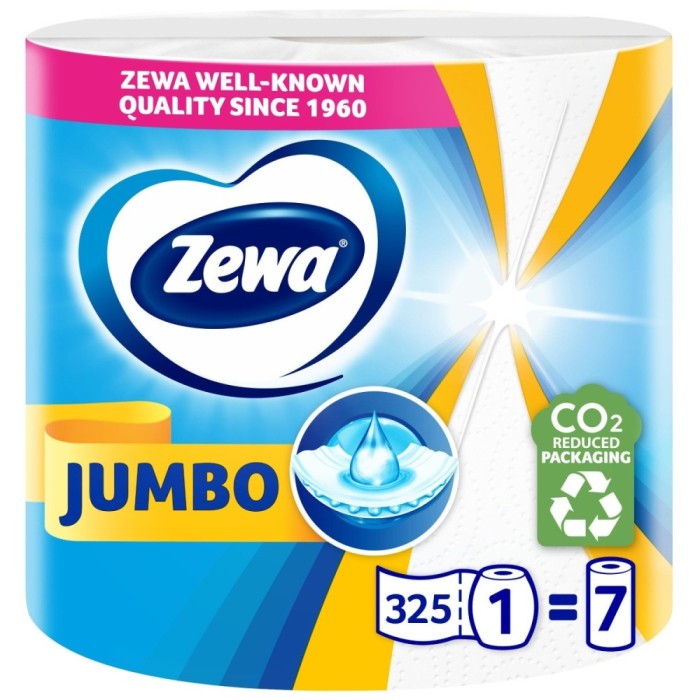 Prosop hartie Zewa Jumbo, alb, 2 straturi, L 76.7 m