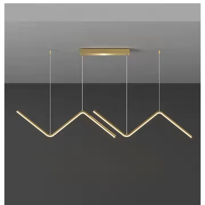 Greelustr Candelabru led HQ-W001-J-H, moderna, auriu, minimalista pentru bucatarie, zigzag, aliaj aluminiu,120*90cm, reglabil, 28w, lumina calda