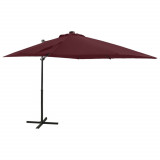 Umbrela suspendata cu stalp si LED-uri, rosu bordo, 250 cm GartenMobel Dekor