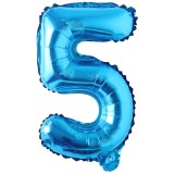 Balon Folie Metalizata Cifra 5 Albastru, 80cm, Aniversare Copii/Adulti