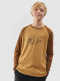 Tricou cu m&acirc;necă lungă cu imprimeu pentru băieți - maro, 4F Sportswear