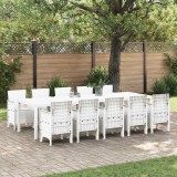 Set de masă pentru grădină cu pernă 11 pcs Alb 10-Persoane