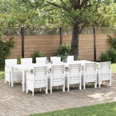 Set de masă pentru grădină cu pernă 11 pcs Alb 10-Persoane foto