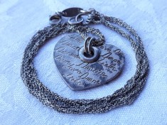 argint COLIER USA cu inimioara AMORE brand de lux GOGO de efect MASIV splendid UNIC