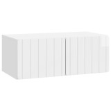 vidaXL Oglindă TV montată pe perete Alb foarte lucios Lemn prelucrat 898349