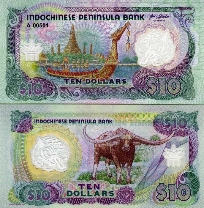 !!! FANTASY NOTE = INDOCHINA - 10 DOLARI 2021 - UNC / POLIMER / 166 x 85 mm
