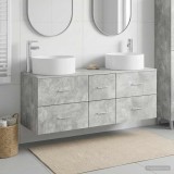 Cumpara ieftin Set dulap baie 3 buc. Gri Beton 129 x 44,5 x 80 cm