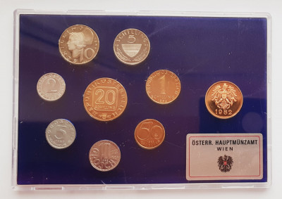 M01 Austria set monetarie 8 monede 1982 2, 5, 10, groschen 1, 5, 10 20 Schilling foto