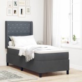 VidaXL Pat cu boxă spring LED și saltea Gri &icirc;nchis 80 x 200 cm Catifea