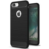Husa iPhone 8 Plus Techsuit Carbon Silicone Neagra Protectie TPU