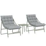 Outsunny Set de grădină 3 piese cu 2 scaune lounge, masă de cafea și perne pentru exterior terasă balcon gri deschis | Aosom Romania