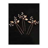 Cumpara ieftin Ace Par Mireasa, Model cu frunze si perle 10x5,5cm, Aurii , 3buc - 00937