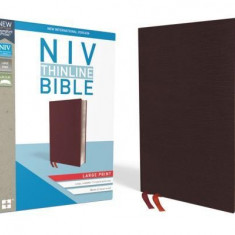 NIV, Thinline Bible, Large Print, Bonded Leather, Burgundy, Red Letter Edition