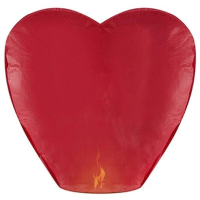 Set 10 lampioane zburatoare in forma de inima rosie,biodegradabile foto