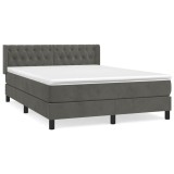 Cumpara ieftin Pat box spring cu saltea, gri inchis, 140x200 cm, catifea