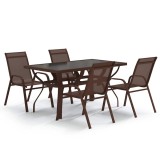 Cumpara ieftin Set de servit masa pentru gradina, 5 piese, maro si negru